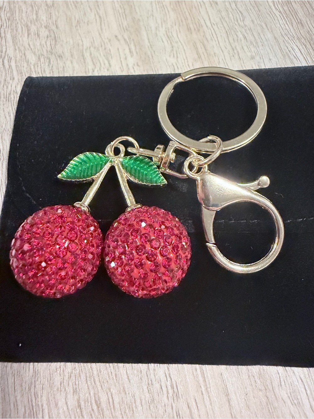 Sparkling Cherry Keychain Charm - Red